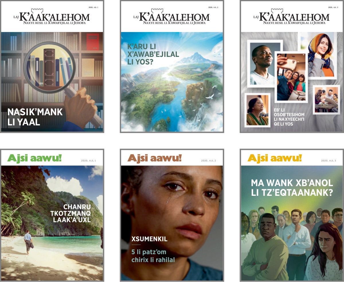 Ebʼ li jalam u chirix li xjolomil li naʼlebʼ li hu Laj Kʼaakʼalehom ut Ajsi aawu! 2020: 1. Nasikʼmank li yaal. 2. Kʼaru li Xʼawabʼejilal li Yos? 3. Ebʼ li osobʼtesihom li naxyeechiʼi qe li Yos. 4. Chanru tkotzmanq laakʼaʼuxl. 5. Xsumenkil 5 li patzʼom chirix li rahilal 6. Ma wank xbʼanol li tzʼeqtaanank?