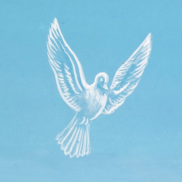 El espíritu santo en forma de paloma bajando del cielo