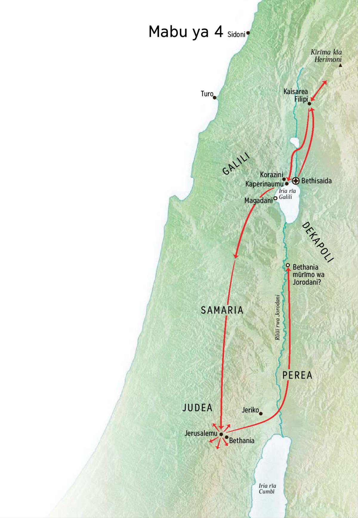 Map of Jesus’ ministry in Judea and Galilee