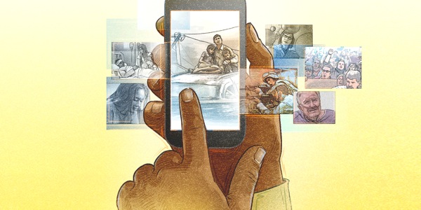 A person using a mobile device to look for answers on jw.org