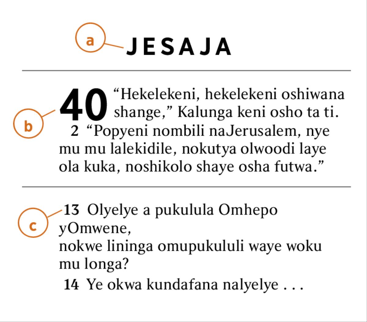Oitukulwa yOmbiibeli ya mbapekwa opo omunhu a dule okumona a) embo lOmbiibeli, b) etukulwa, nosho yo c) ovelishe