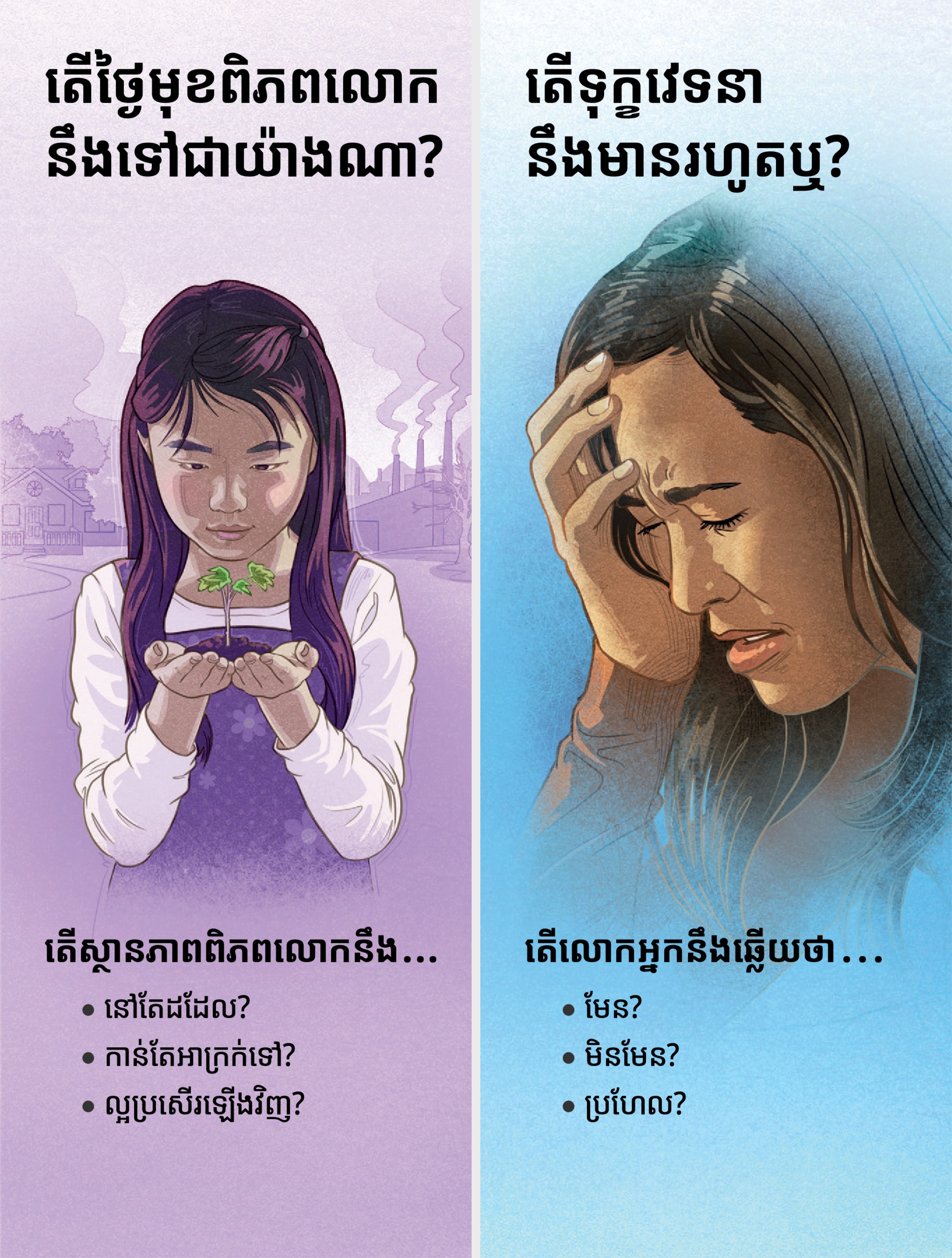 ខិត្ដប័ណ្ណ«តើថ្ងៃមុខពិភពលោកនឹងទៅជាយ៉ាងណា?» និង«តើទុក្ខវេទនានឹងមានរហូតឬ?»
