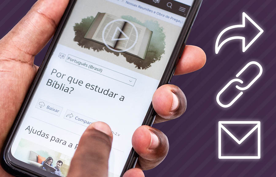 Birayê ciwan lînka vîdeoyeke ji jw.org dişîne.