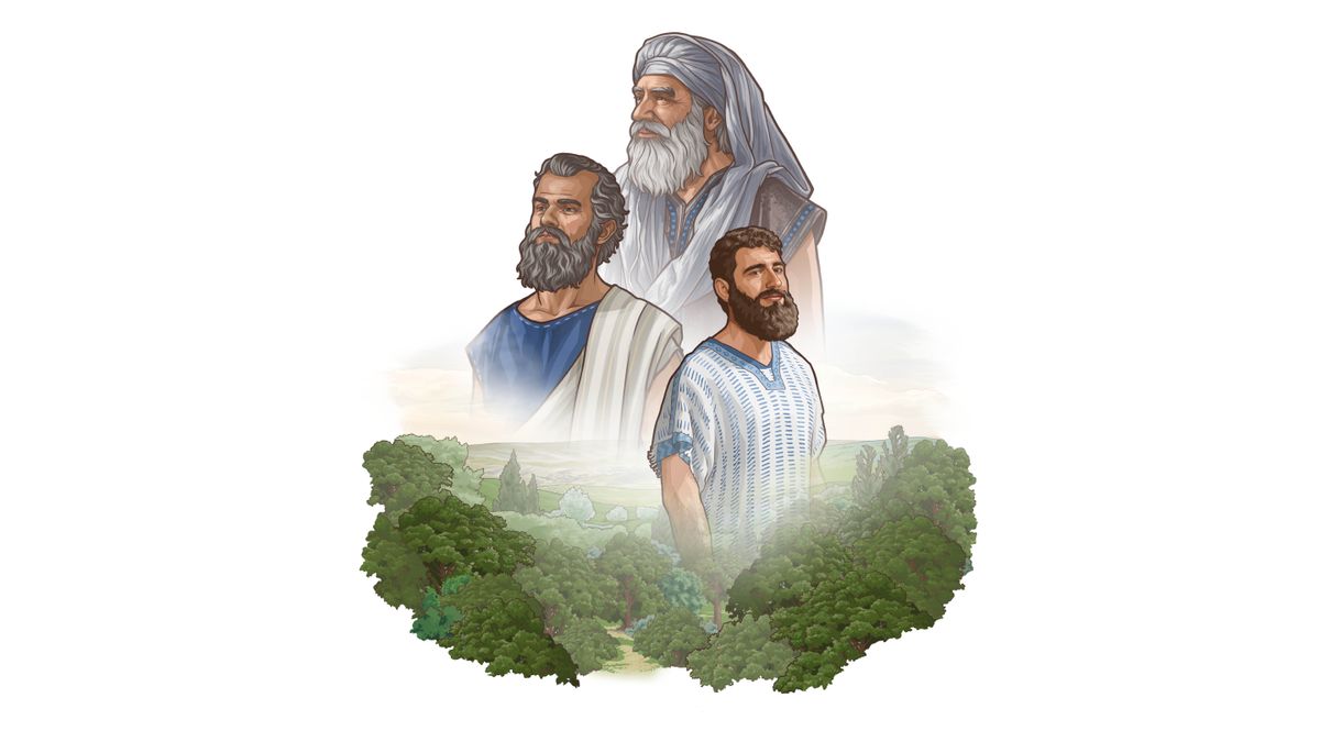 Welatê sozdayî. Kolaj: 1. Birahîm. 2. Îshaq. 3. Aqûb.