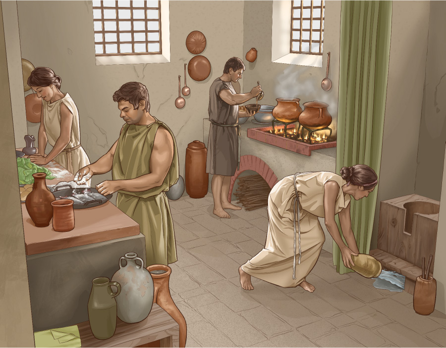 큰 집에 있는 그릇들