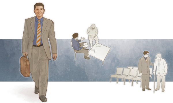 한 그리스도인 장로가 기쁜 마음으로 신성한 봉사를 드리는 장면