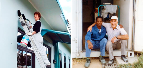 데이비드 카트라이트와 그웬 카트라이트가 짐바브웨의 건축 공사 현장에서 일하는 모습