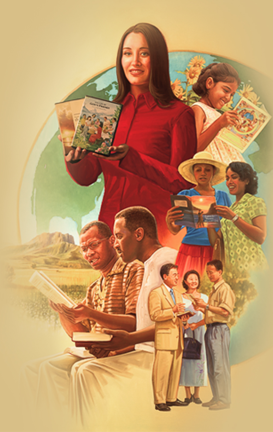 온 땅에 왕국의 좋은 소식을 알리는 여호와의 증인들의 모습