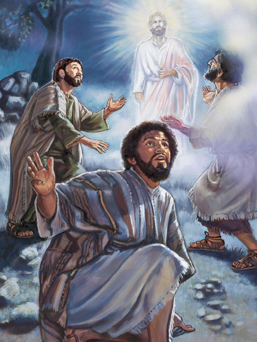 Yesu afuusibwa nga Peetero, Yakobo, ne Yokaana balaba