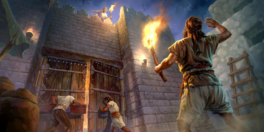 Abakuumi mu biseera eby’edda nga balabye akabi era abakuumi b’oku miryango nga baggalawo enzigi z’ekibuga