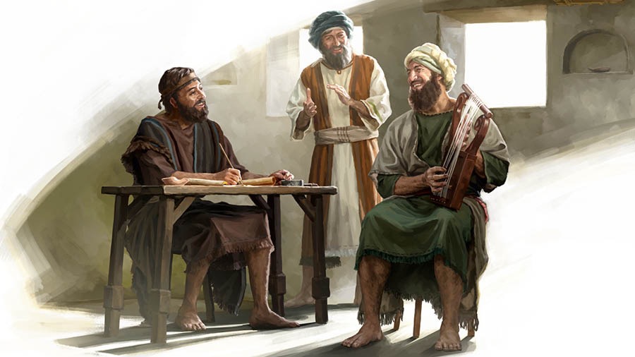 Omuwandiisi wa zabbuli muzzukulu wa Asafu anyumirwa okuwandiika zabbuli n’okuyimbira awamu ne Baleevi banne