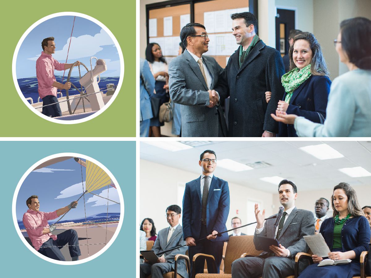 Ebintu bina eby’eby’omwoyo ebisobola okugeraageranyizibwa ku kuseeyeeya kw’eryato. 1. Ow’oluganda ng’avuga eryato lye okuliteeka mu kkubo empewo w’eyita. 2. Ow’oluganda ne mukyala we nga batuuse ku Kizimbe ky’Obwakabaka. 3. Ow’oluganda ng’asika amatanga geeyanjuluze gasobole okufuuyibwa obulungi empewo. 4. Ow’oluganda ng’aliko ky’addamu mu lukuŋŋaana.