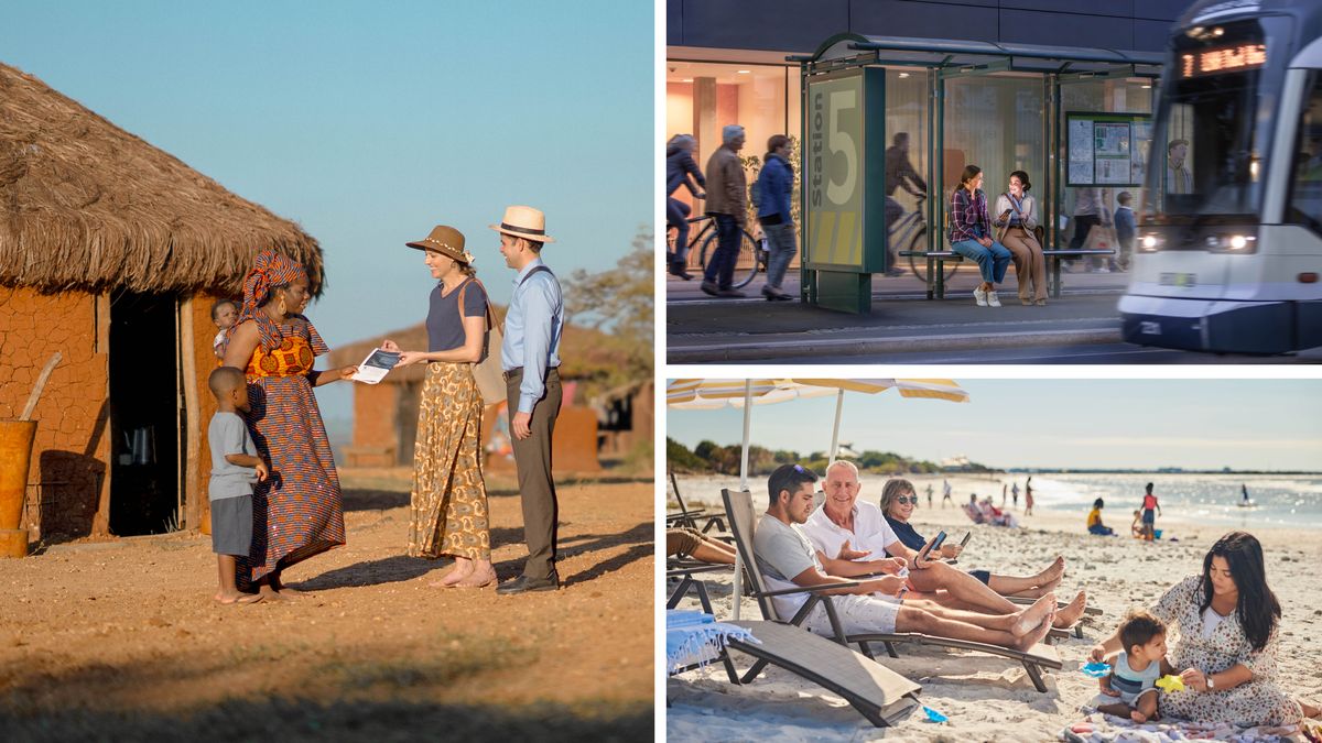 Ebifaananyi: Engeri gye tuyinza okubuuliramu abalala amawulire amalungi. 1. Mu Afirika, ow’oluganda ne mukyala we nga babuulira omukazi ayimiridde mu maaso g’ennyumba ye. 2. Mwannyinaffe abuulira omukazi mu kifo we balindirira bbaasi. 3. Ow’oluganda awummuliddeko ku bbiici, abuulira omusajja amuliraanye.