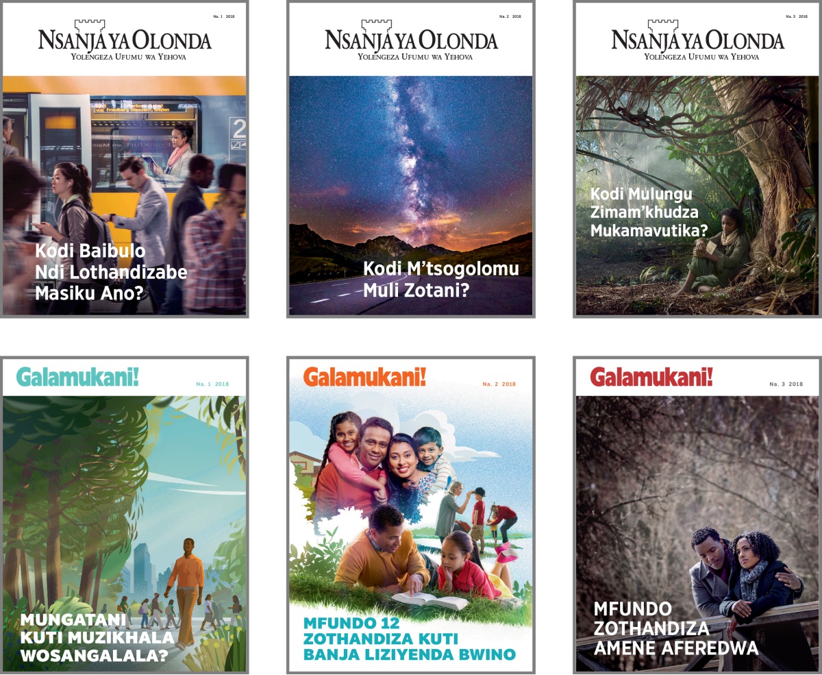 Collage: Cover subjects for ‘The Watchtower’ and ‘Awake!’ in 2018. 1. ‘Is the Bible Still Relevant Today?’ 2. ‘What Does the Future Hold?’ 3. ‘Does God Care About You?’ 4. ‘The Way of Happiness.’ 5. ‘12 Secrets of Successful Families.’ 6. ‘Help for Those Who Grieve.’