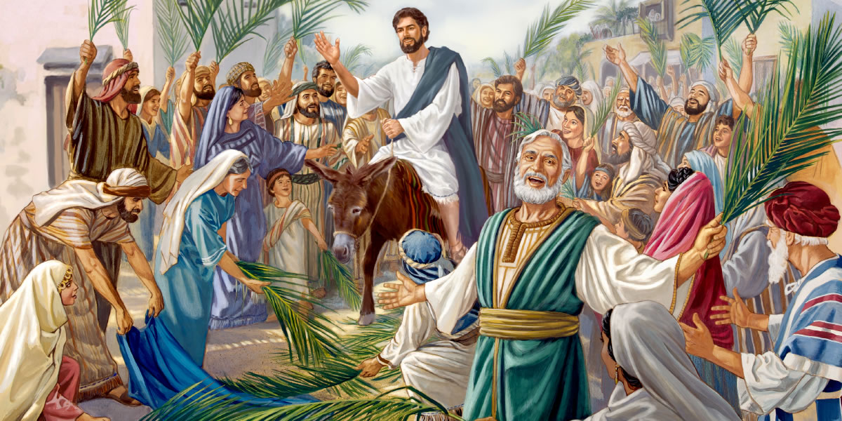 Pavua Yezu mubuele mu Yelushalema mubande pa mpunda, musumba wa bantu wakamusekelela bu Mukalenge
