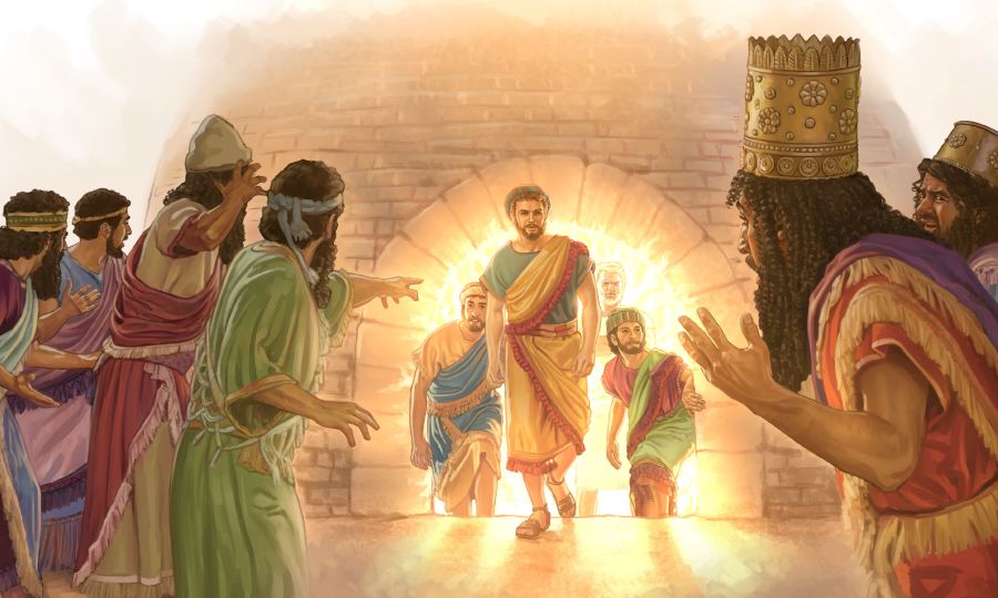 Bidi bipitshila mukalenge Nebukadenesâ padiye umona Shadalaka, Meshaka, ne Abedenego bapatuka mu kapia kabayi boshike