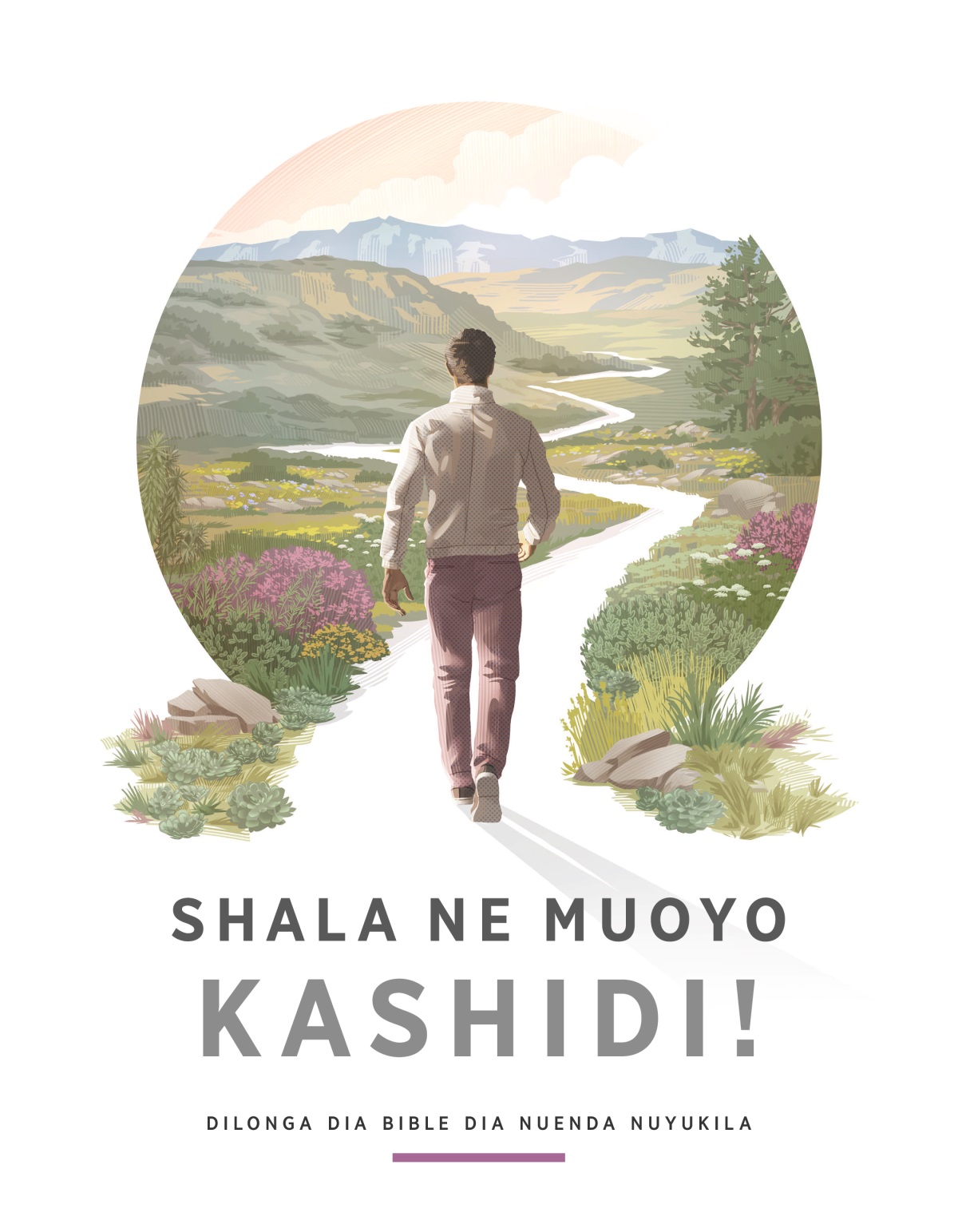 Shala ne muoyo kashidi!—Dilonga dia Bible dia nuenda nuyukila. Muntu wasa luendu upueka mu njila udi ne bilongo bimpe ne mikuna mikese ne minene eku ne eku.
