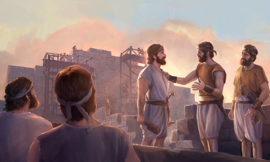 Nehemiya ukankamija bena Yuda badiye wenza nabu mudimu badi bibakulula bimanu bia Yelushalema.