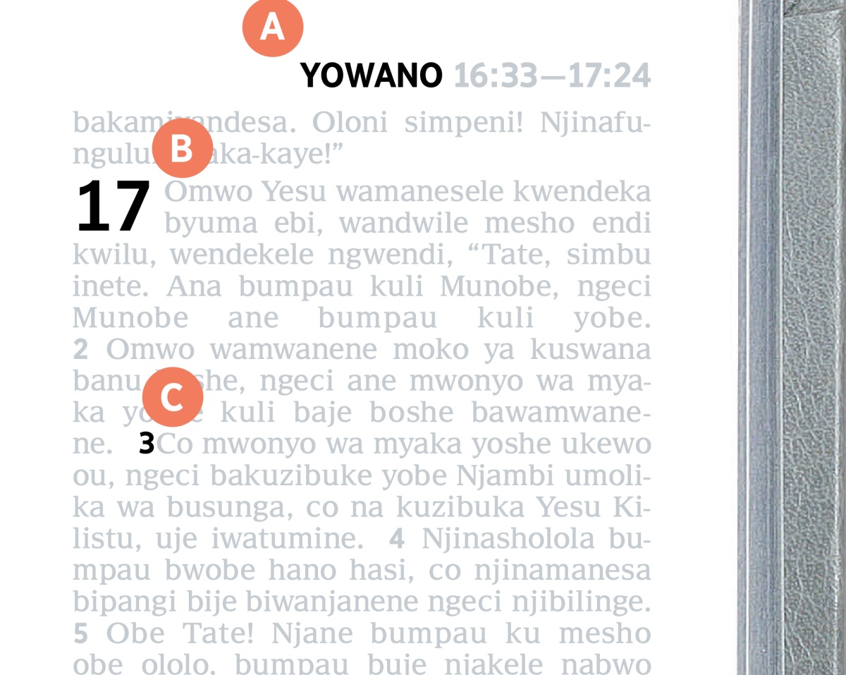 Bisona bya A, B na C bije bimwesa byuma bimo bili ha liputa limo lya mu Mbimbiliya.