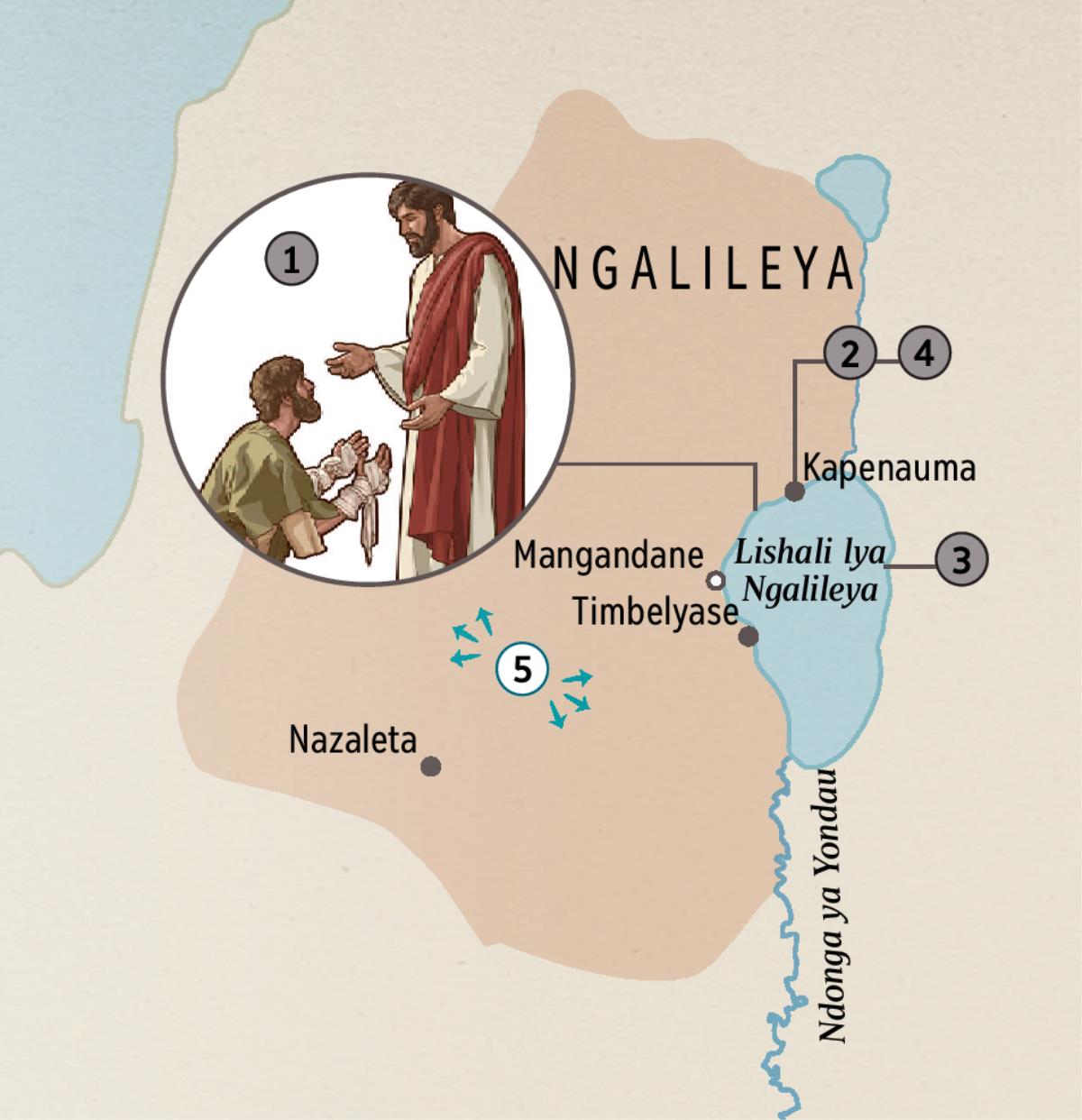Vinganda vya mu Ngalileya muje Yesu wakele na kukangwithila vanu