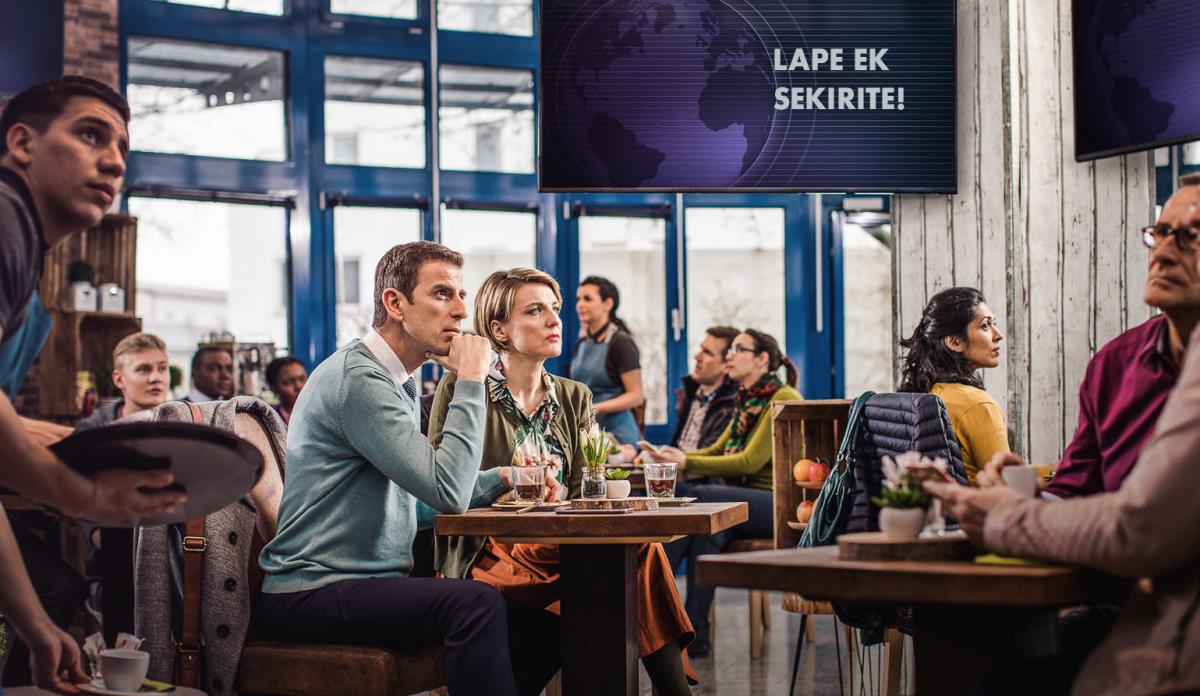 Bann klian enn restoran gagn sok kan zot tann lanons lor “lape ek sekirite” ki pe pase lor televizion, me enn koup Temwin pa les zot anbete