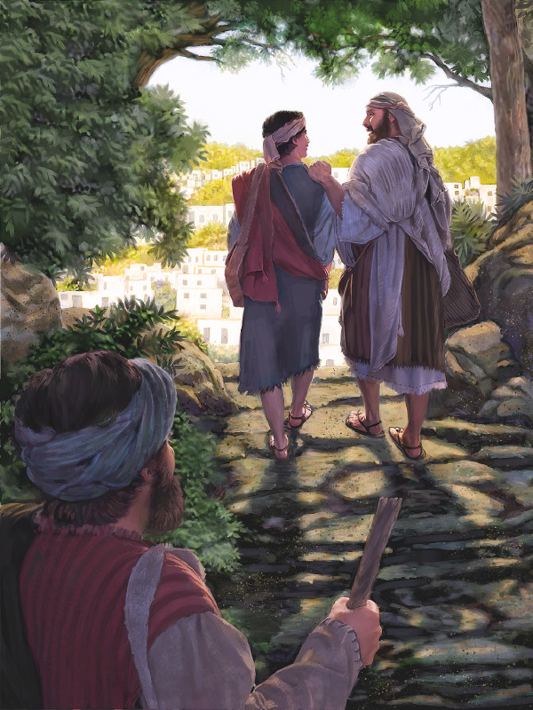 El apóstol Pablo y Timoteo caminando juntos
