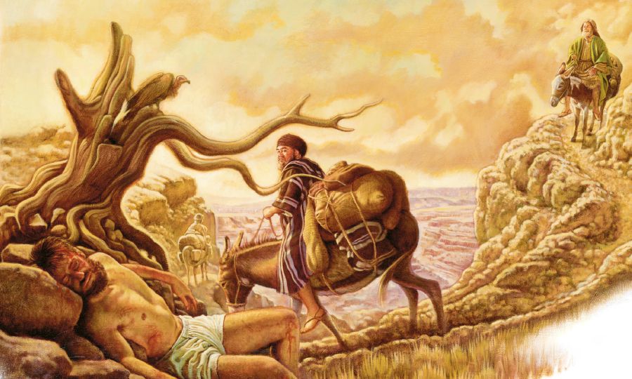 Mpisorona iray sy Levita iray mandalo eo akaikin’ny olona maratra mafy; Misy Samaritanina iray manatona