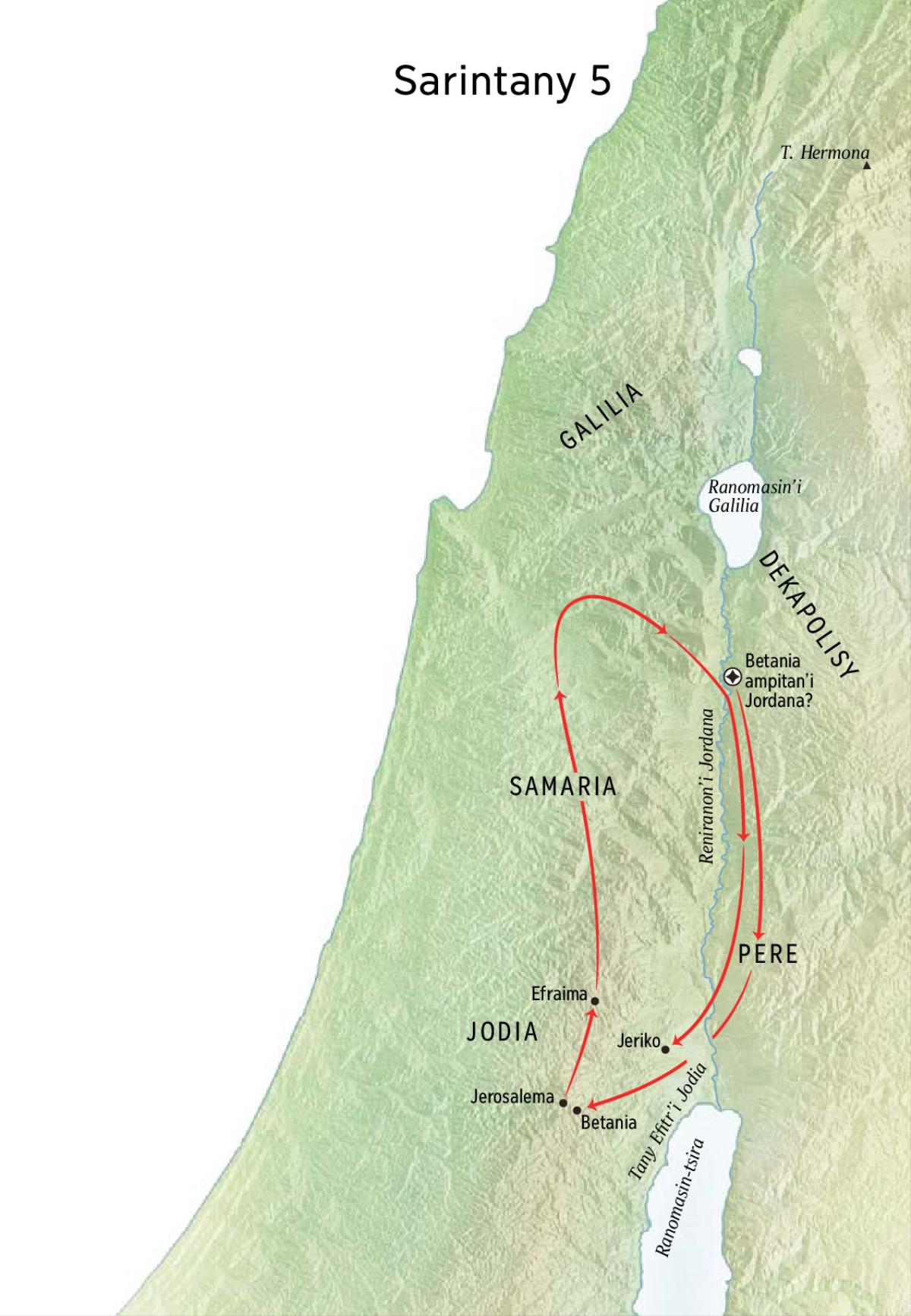 Sarintanin’ny toerana nitorian’i Jesosy, anisan’izany i Betania sy Jeriko ary Pere
