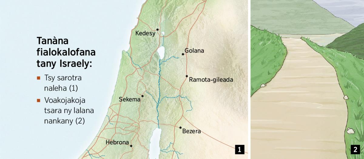 Sarintany ahitana an’ireo tanàna fialokalofana enina tany Israely; lalana iray voakojakoja tsara