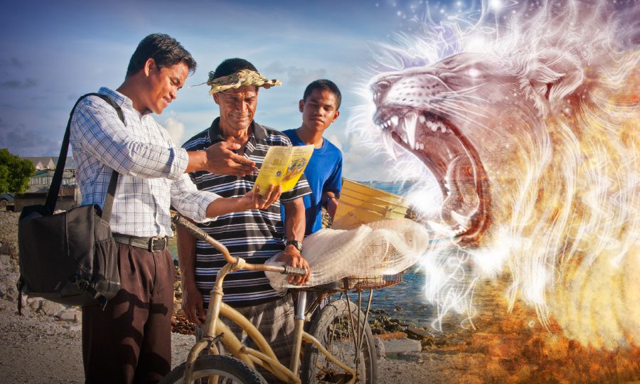 ဟောပြောခြင်းလုပ်ငန်းမှာ ပါဝင်ခြင်းအားဖြင့် ညီအစ်ကိုတစ်ယောက် စာတန်ကို ခုခံတွန်းလှန်နေစဉ်