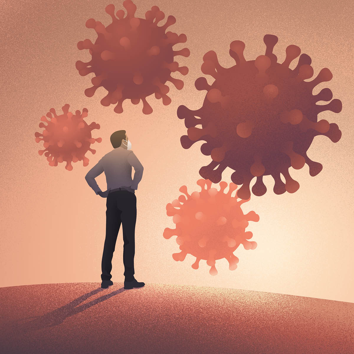 ကိုရိုနာဗိုင်းရပ်စ် ဇယားကို ကြည့်နေတဲ့ အမျိုးသား။