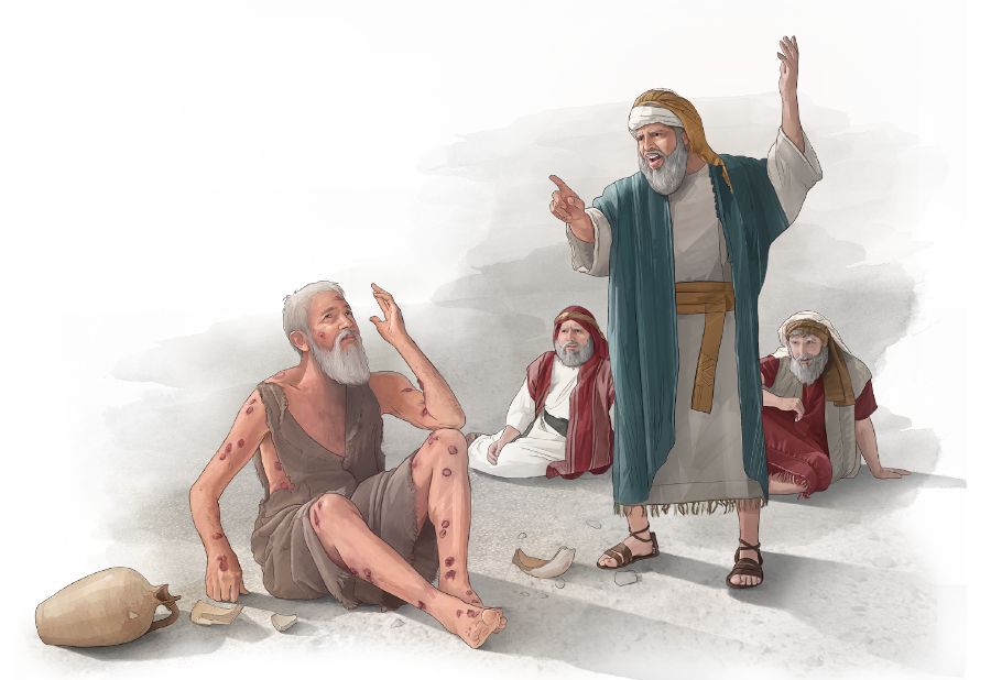 ယောဘကို ဧလိဖတ် စကားပြောနေစဉ်မှာ ဗိလဒဒ်နဲ့ ဇောဖာတို့ ထိုင်ကြည့်နေ