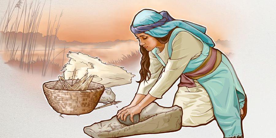 ဂျုံကြိတ်နေတဲ့ ကျမ်းစာခေတ်က အမျိုးသမီးတစ်ဦး