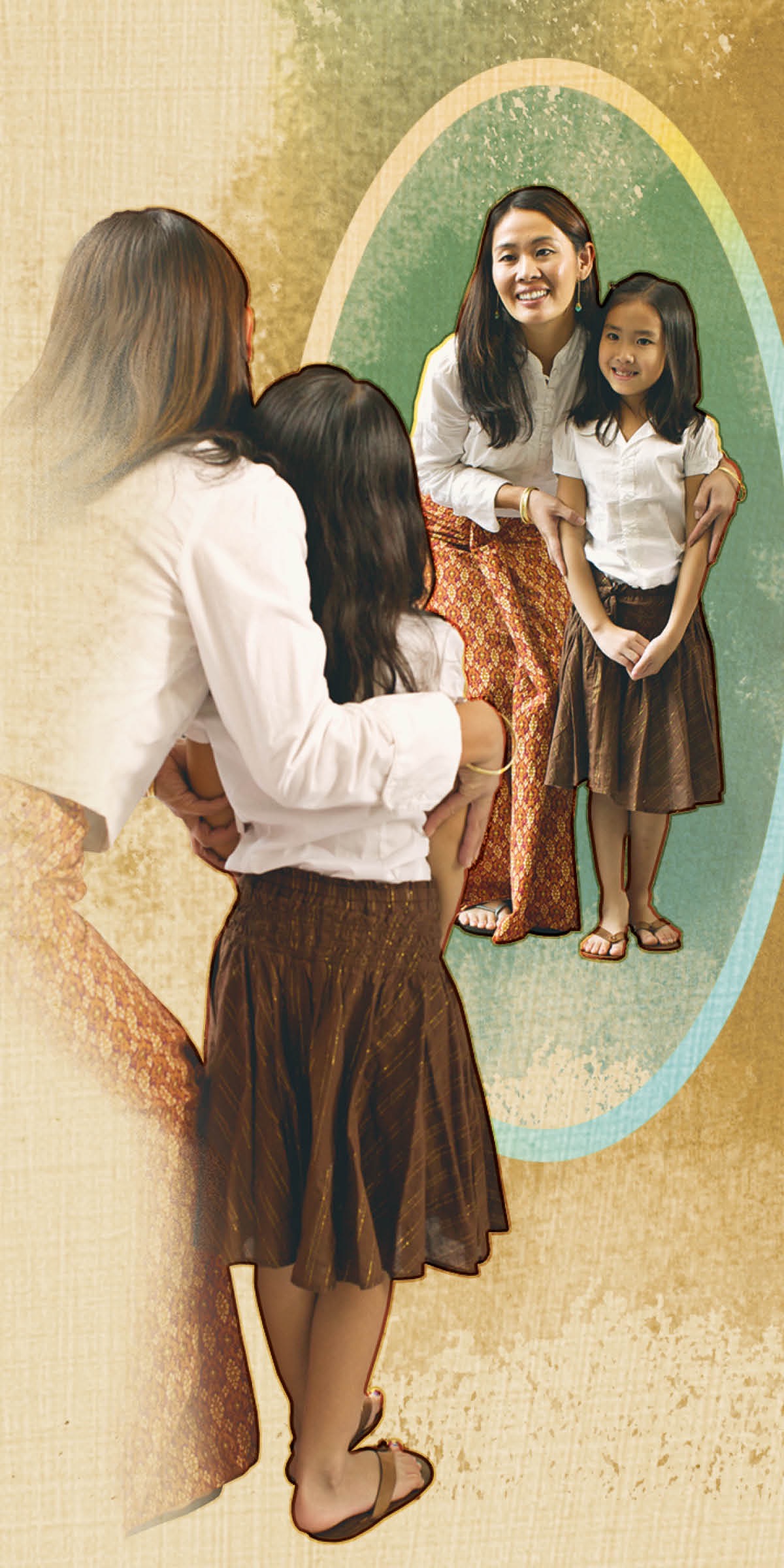 မစန္ဒာနဲ့ သမီးငယ် မှန်ကြည့်နေကြစဉ်