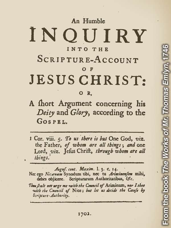 သောမတ်စ် အမ်လဲန်ရဲ့ စာအုပ် “An Humble Inquiry Into the Scripture-Account of Jesus Christ”