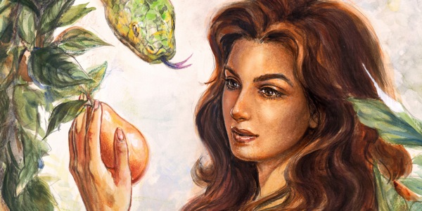 Eve touches the forbidden fruit