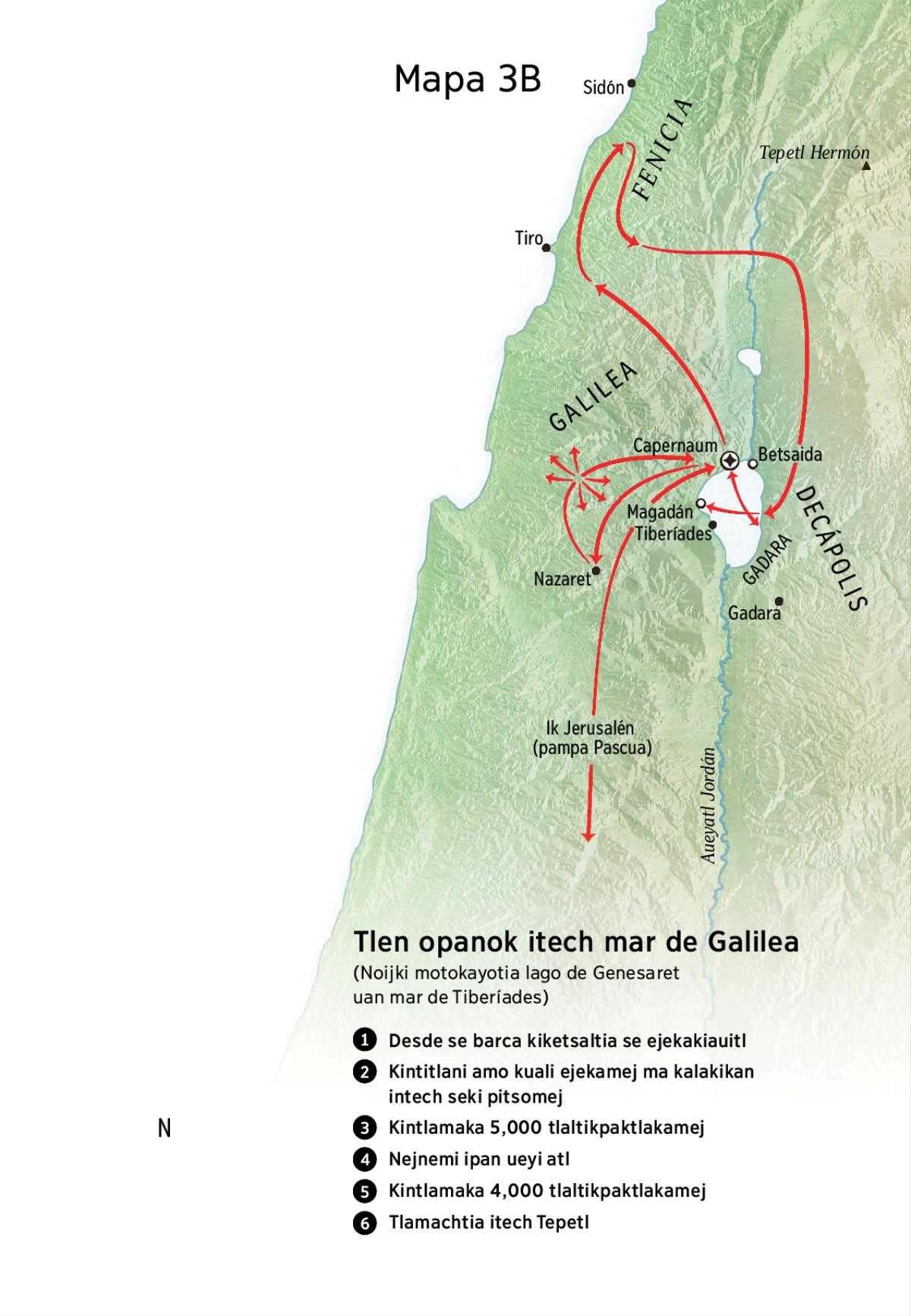 Map of locations related to Jesus’ ministry around Galilee, Phoenicia, and Decapolis