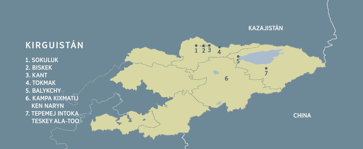 Mapa kampa nesi Kirguistán
