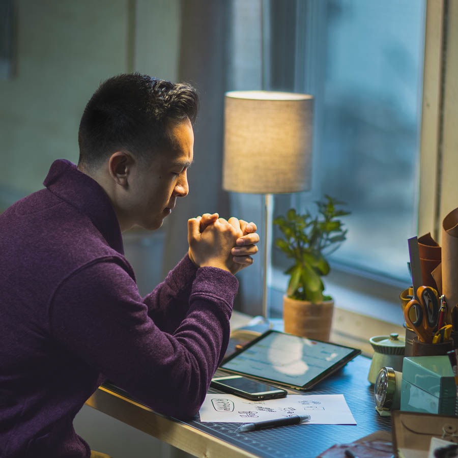 The brother prays for strength to carry out the decision he made earlier
