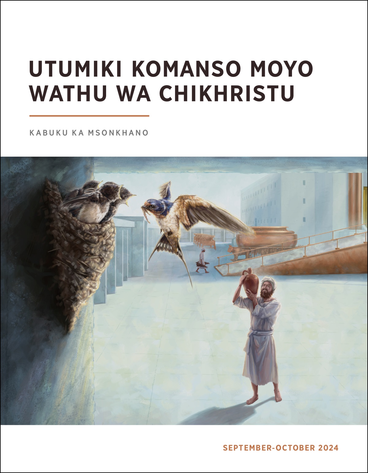 Mmodzi wa ana a Kora akuyang’ana mosirira chisa cha namzeze chomwe chili m’bwalo la kachisi.