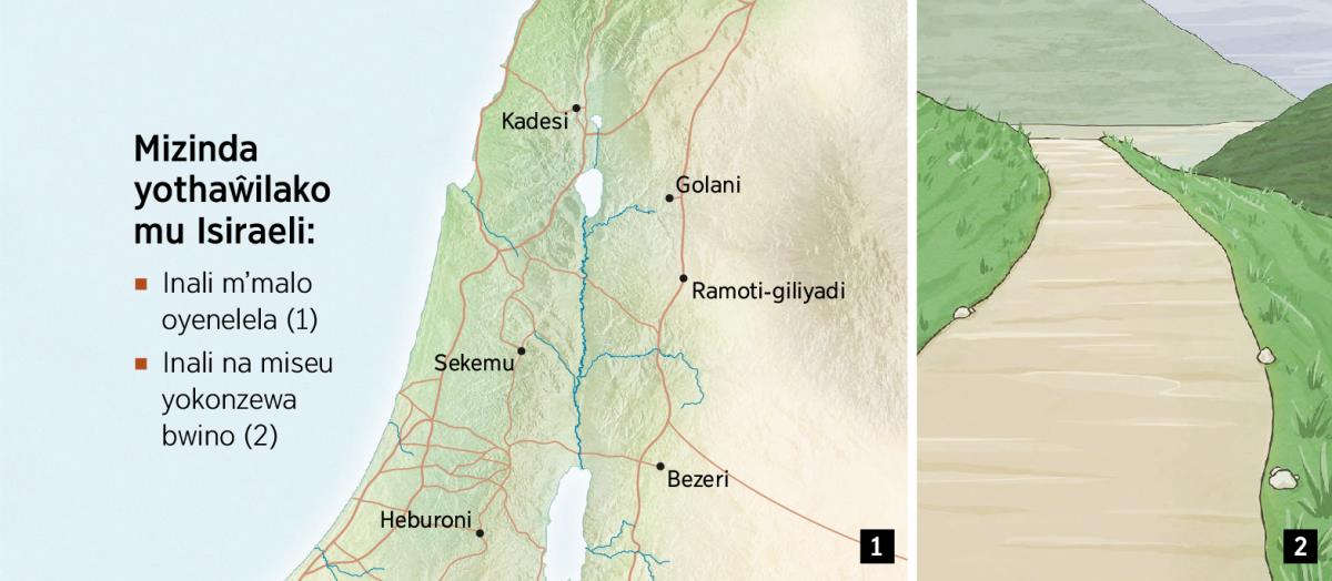 Mapu oonetsa mizinda 6 yothaŵilako ya ku Isiraeli na mseu wokonzewa bwino