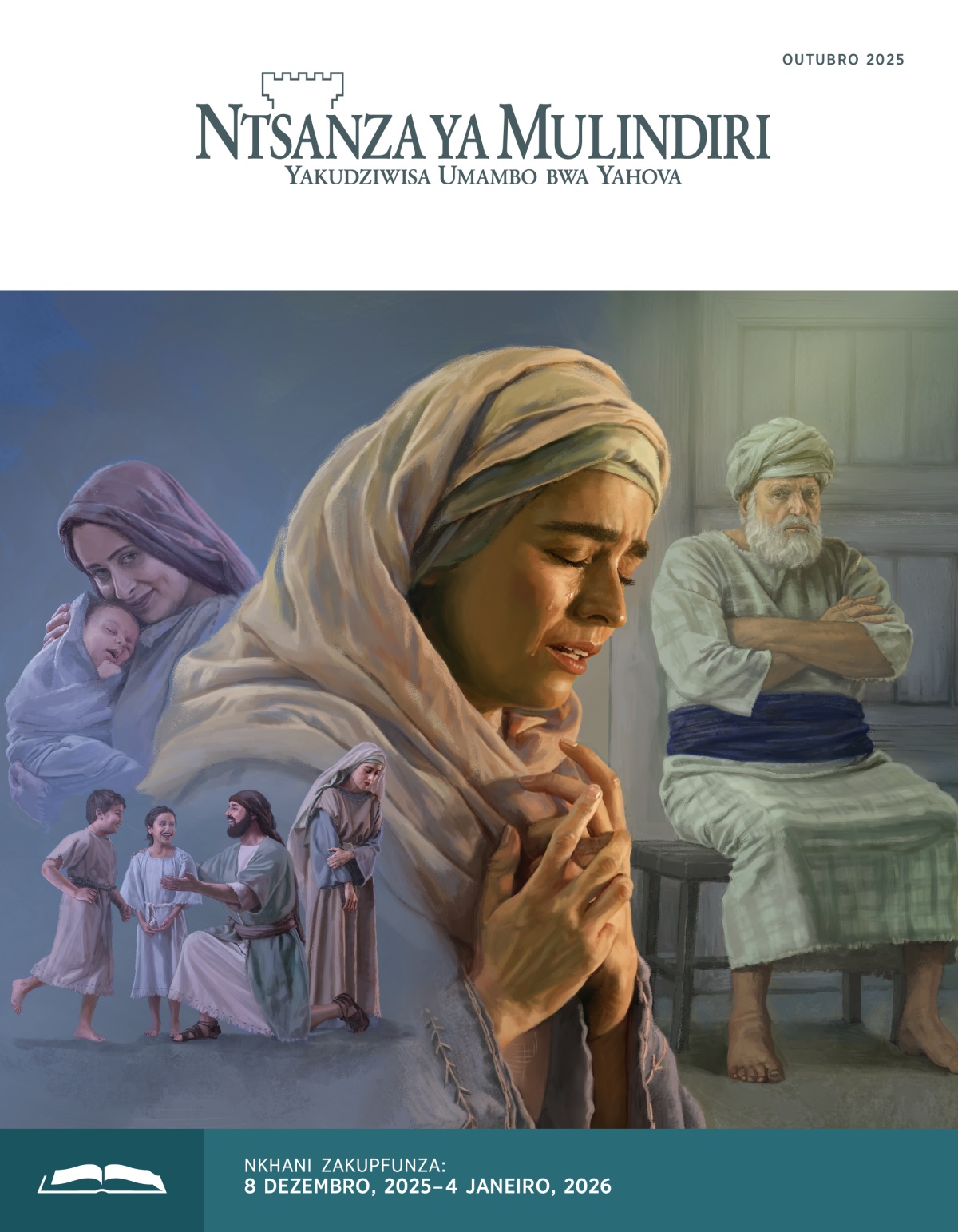 Bzithunzi-thunzi: 1. Ana adasunama ndipo akunyang’anisisa ku mbali pomwe Elikana akusenzeka na wana wace awiri. 2. Penina akukomedwa pomwe adakumbatira mwanace. 3. Ana akulira pomwe akupemba na mtima wentse. 4. Mkulu wa Antsembe Eli adakhala pomwe adapiringixa manja yace ndipo akunyang’anisisa Ana.