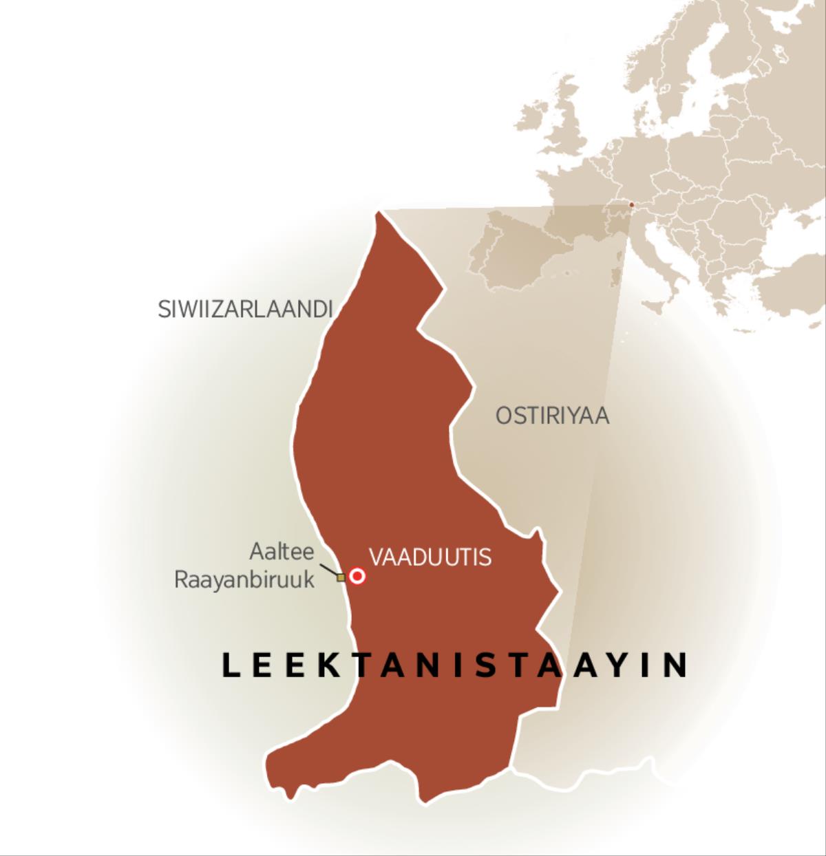 Kaartaa iddoo Leektanistaayin itti argamtu jechuunis daangaa Siwiizarlaandii fi Ostiriyaa argisiisu
