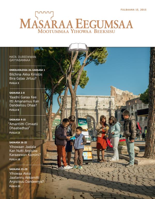 Masaraa Eegumsaa Maxxansa Qayyabannaa, Fulbaana 15, 2015