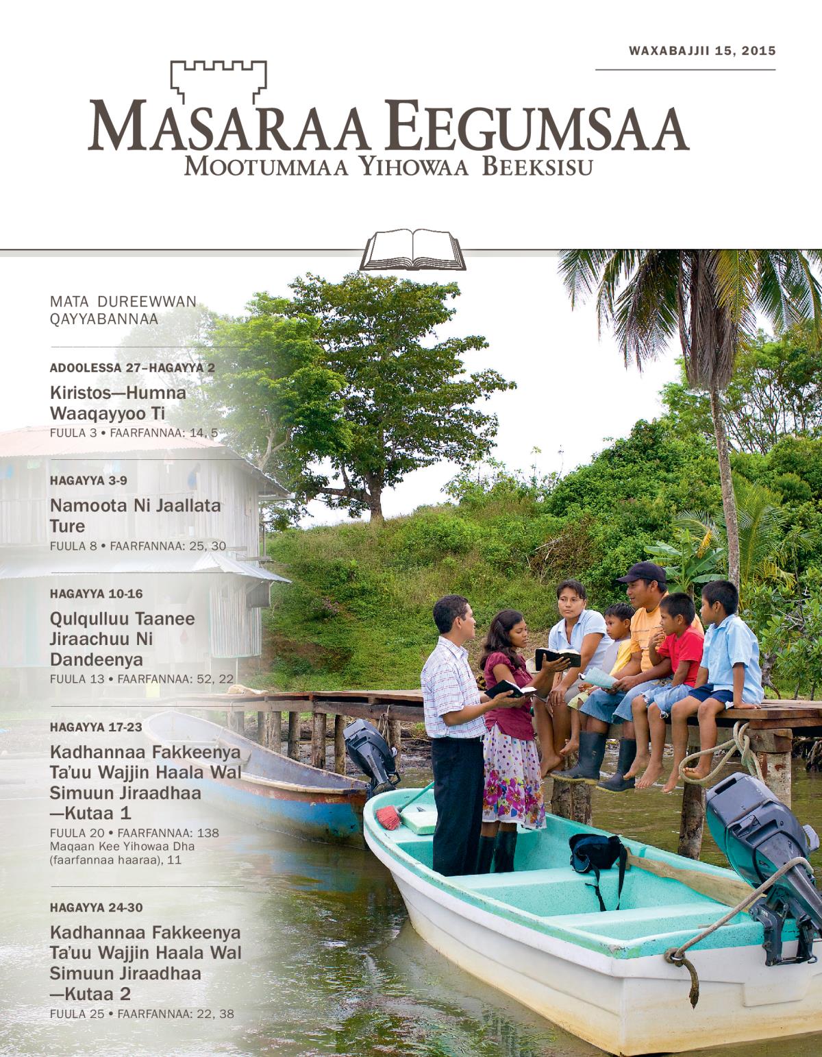 Masaraa Eegumsaa Maxxansa Qayyabannaa, Waxabajjii 15, 2015