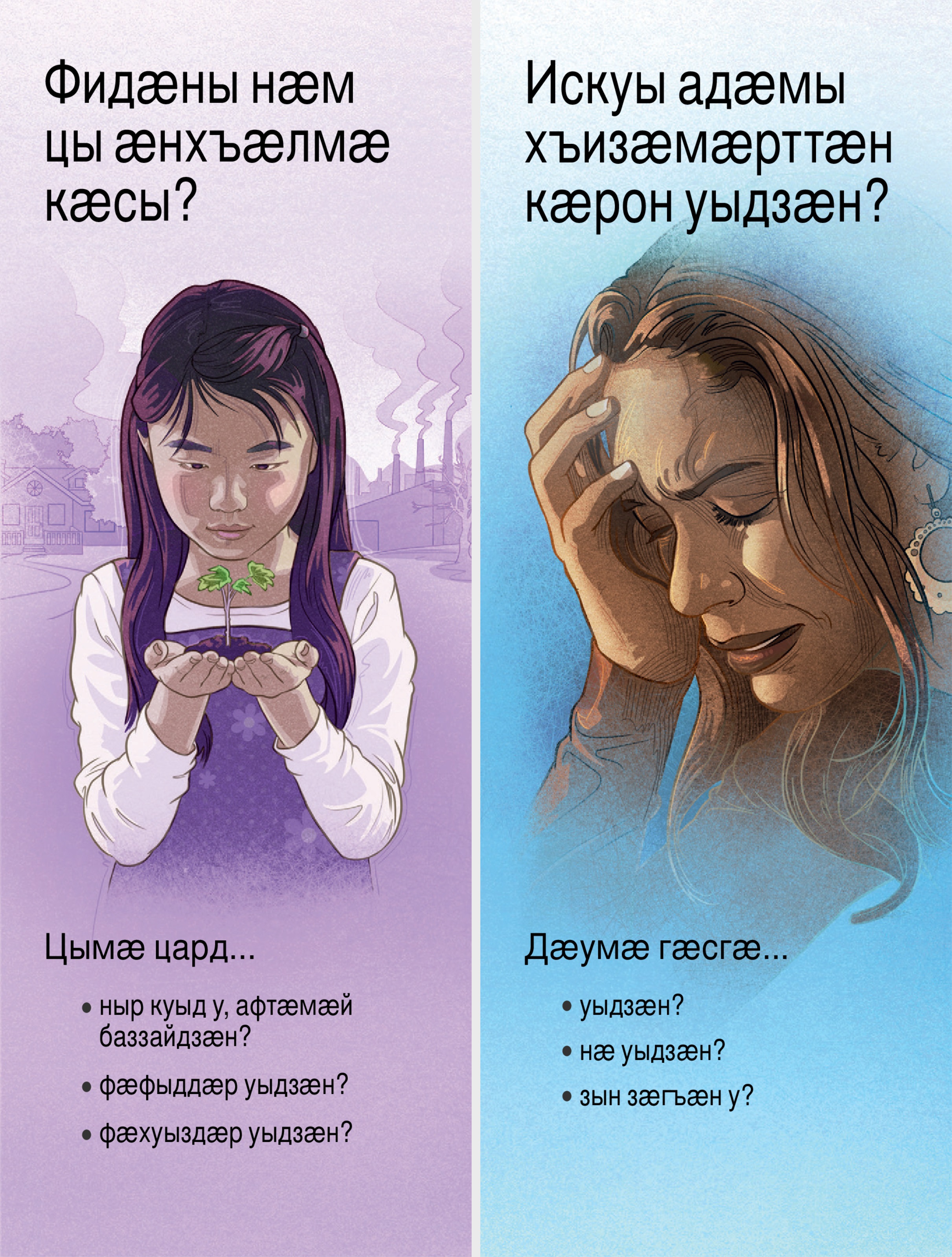 Буклетӕ «Фидӕны нӕм цы ӕнхъӕлмӕ кӕсы?» ӕмӕ «Искуы адӕмы хъизӕмӕрттӕн кӕрон уыдзӕн?»