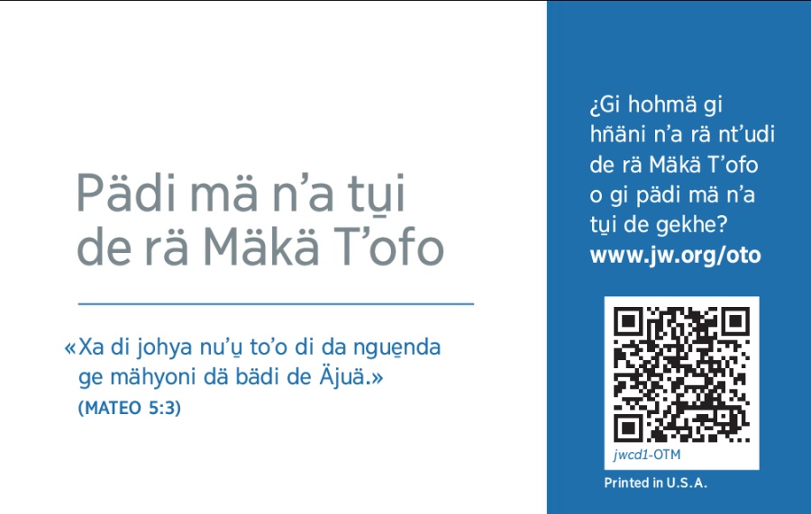 Rä xu̱tha nꞌa rä tarjeta habu̱ di mbitabi yä jäꞌi dä yu̱tꞌi ha jw.org