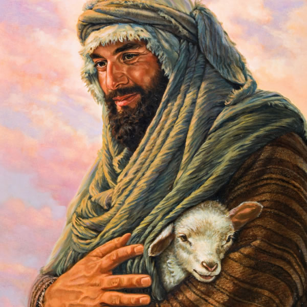 ਇਕ ਅਯਾਲੀ ਨੇ ਛੋਟੇ ਜਿਹੇ ਲੇਲੇ ਨੂੰ ਕੋਮਲਤਾ ਨਾਲ ਆਪਣੀ ਛਾਤੀ ਨਾਲ ਲਾਇਆ ਹੋਇਆ ਹੈ