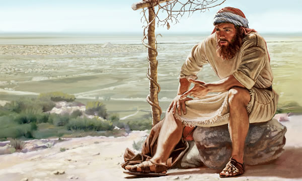 ਯੂਨਾਹ ਗੁੱਸੇ ਨਾਲ ਸੁੱਕੇ ਬੂਟੇ ਨੂੰ ਦੇਖਦਾ ਹੋਇਆ
