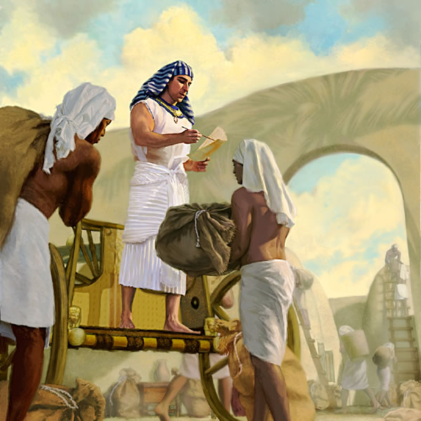ਯੂਸੁਫ਼ ਮਿਸਰ ਵਿਚ ਫ਼ਿਰਊਨ ਲਈ ਕੰਮ ਕਰਦਾ ਹੋਇਆ